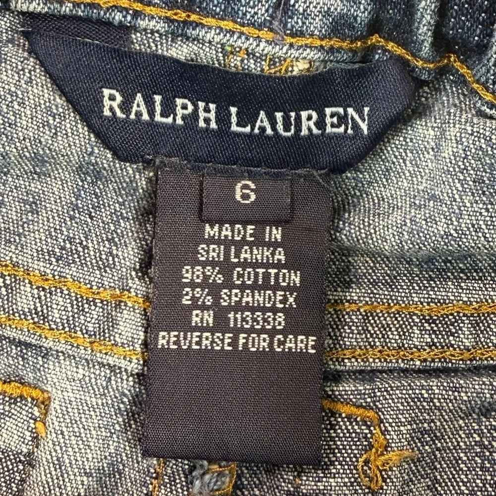 RALPH LAUREN Girls' Cotton Blend Y2K-Inspired Dark Wash Bootcut Leg Jeans Size 6